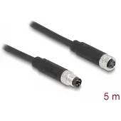 DeLOCK M8 4 pin Cable A-coded male to female PUR (TPU) 5 m