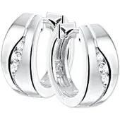 The Jewelry Collection Zilver Gerhodineerde Klapoorringen zirkonia poli/mat 1329583