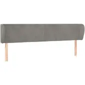 vidaXL Hoofdbord met randen 203x23x78/88 cm fluweel lichtgrijs