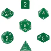 Chessex Opaak Groen wit Polydice Dobbelsteenset 7 stuks.