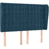vidaXL Hoofdbord met randen 147x23x118/128 cm fluweel donkerblauw