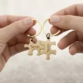 Yehwang Sleutelhanger Set Puzzelstukjes met Namen Goud