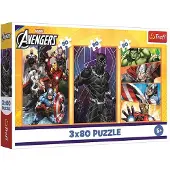 Trefl puzzel Marvel Avengers - 3x80 stukjes - actievolle dagen.