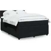 vidaXL Boxspring met matras fluweel zwart 160x200 cm