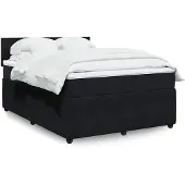 vidaXL Boxspring met matras fluweel zwart 160x200 cm