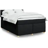vidaXL Boxspring met matras stof zwart 160x200 cm