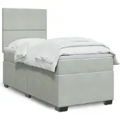 vidaXL Boxspring met matras fluweel lichtgrijs 80x200 cm