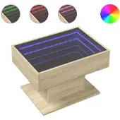 vidaXL Salontafel met LED 70x50x45 cm bewerkt hout sonoma eikenkleurig