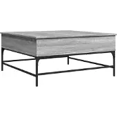 vidaXL Salontafel 95x95x45 cm bewerkt hout en metaal grijs sonoma