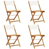 vidaXL Klapstoelen, 4 stuks, crèmekleurige stof en massief hout