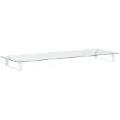 vidaXL Monitorstandaard 100x35x8 cm gehard glas en metaal wit