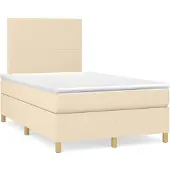 vidaXL Boxspring met matras stof crèmekleurig 120x190 cm