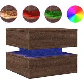 DKD Home Decor Salontafel met LED-verlichting 50x50x40 cm bruin eikenkleur