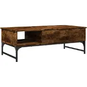 vidaXL Salontafel 100x50x35 cm bewerkt hout en metaal gerookt eiken