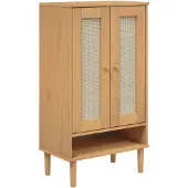 vidaXL Schoenenkast SENJA 59,5x35x107 cm rattan look grenenhout bruin