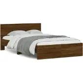 vidaXL Bedframe met hoofdeinde bruin eikenkleur 120x190 cm
