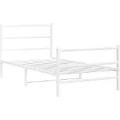 vidaXL - Bedframe - met - hoofd- - en - voeteneinde metaal - wit - 100x200 - cm