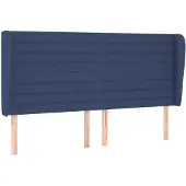 vidaXL Hoofdbord met randen 163x23x118/128 cm stof blauw
