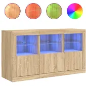 vidaXL Dressoir met LED-verlichting 123x37x67 cm sonoma eikenkleurig