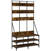 vidaXL Kledingrek met schoenenrek 100x40x184 cm gerookt eikenkleurig