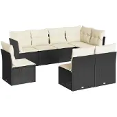 vidaXL 8-delige Loungeset met kussens poly rattan zwart