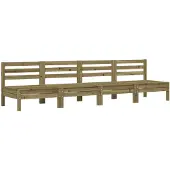 vidaXL Corner Sofa 4 st Treated Pine Wood Natural Impregnated Standard
