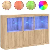 vidaXL Dressoir met LED-verlichting 162x37x100 cm sonoma eikenkleurig
