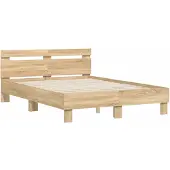 vidaXL Bedframe met hoofdeinde bewerkt hout sonoma eiken 120x190 cm