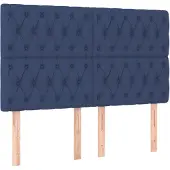 vidaXL Hoofdbord blauw 160x7x118/128 cm stof