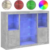 vidaXL Dressoirs met LED-verlichting 3 st bewerkt hout betongrijs