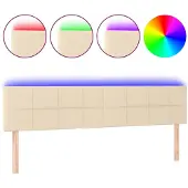 vidaXL Hoofdbord LED 180x5x78/88 cm stof crèmekleurig