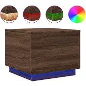 vidaXL Salontafel met LED-verlichting 50x50x40 cm bruin eikenkleur