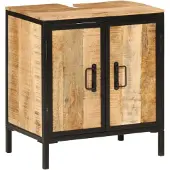 vidaXL Wastafelonderkast, 55x35x60 cm, massief mangohout en ijzer