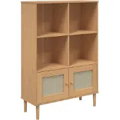 vidaXL Boekenkast SENJA rattan-look 90x35x130 cm grenenhout bruin
