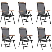 vidaXL Klapstoelen 6 stuks Textilene Zwart