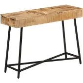 vidaXL Kaptafel 105x35x75 cm massief ruw mangohout en ijzer
