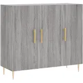 vidaXL Dressoir 90x34x80 cm bewerkt hout grijs sonoma eikenkleurig