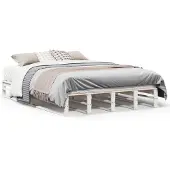 vidaXL Massief houten bed zonder matras, wit, 160x200 cm, van grenenhout