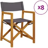vidaXL 8-delig klapstoelset, donkergrijze stof