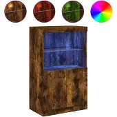 vidaXL Dressoir met LED-verlichting 60,5x37x100 cm gerookt eikenkleur