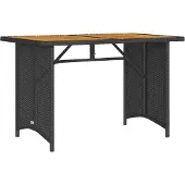 vidaXL Tuintafel met houten blad 110x68x70 cm poly rattan zwart