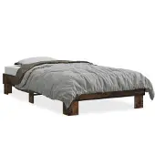 DKD Home Decor vidaXL Bedframe, gerookt eikenhout, 100x200 cm, houtvezel en metaal