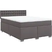 vidaXL Boxspring met matras kunstleer grijs 140x190 cm