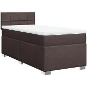 vidaXL Boxspring met matras stof donkerbruin 90x200 cm