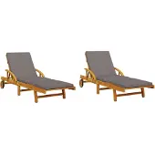 vidaXL Ligbedden 2 st met kussens 200x68x83 cm massief acaciahout