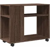 vidaXL Bijzettafel met wieltjes 70x35x60 cm hout bruin eikenkleurig