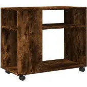 vidaXL Bijzettafel met wieltjes 70x35x60 cm hout gerookt eikenkleurig