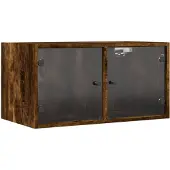 vidaXL Wandkast met glazen deuren 68,5x37x35 cm gerookt eikenkleurig