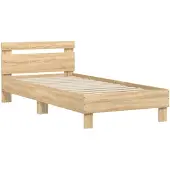 vidaXL Bedframe met hoofdbord zonder matras sonoma eiken 90x190 cm