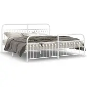vidaXL Bedframe met hoofd- en voeteneinde metaal wit 193x203 cm